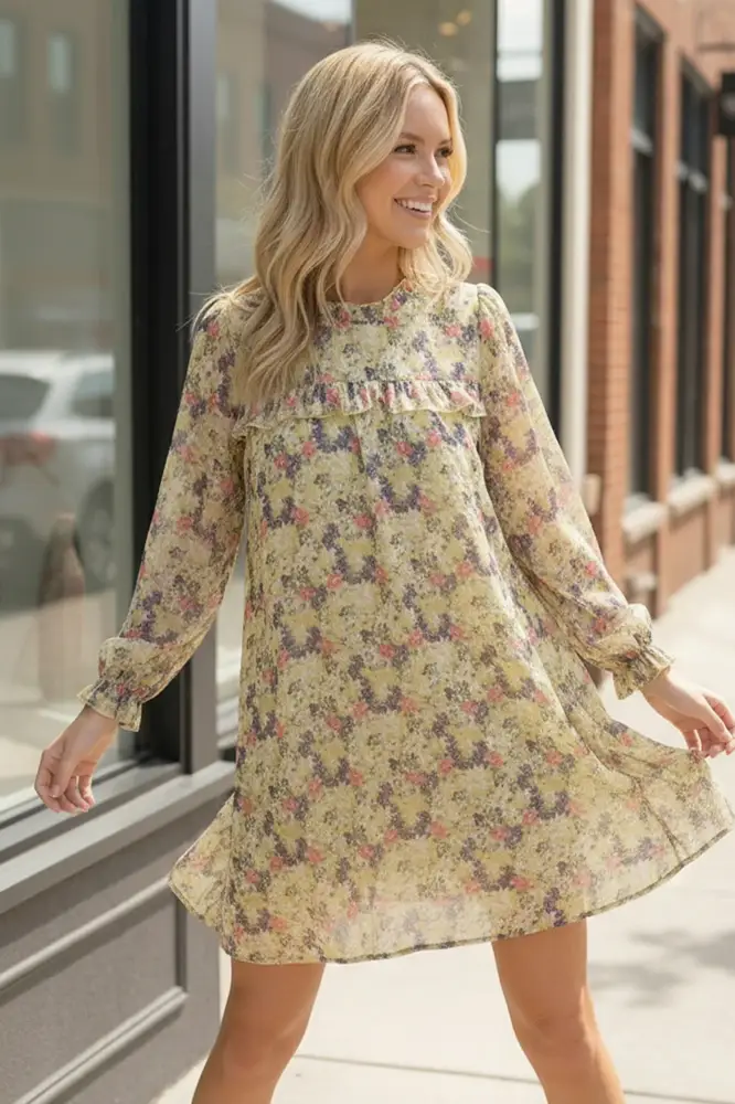 Lined Floral Woven Dress