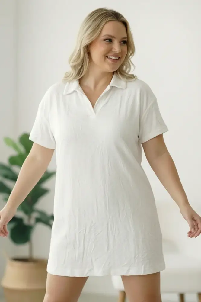 Plus Size Ivory Textured Dress