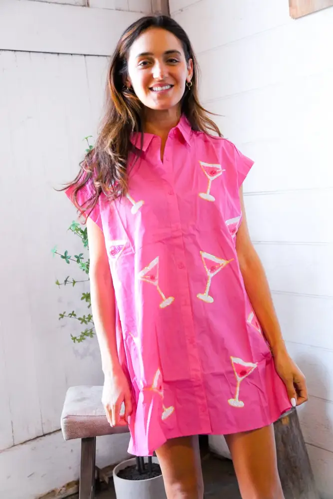 Pink Sequin Embroidered Dress